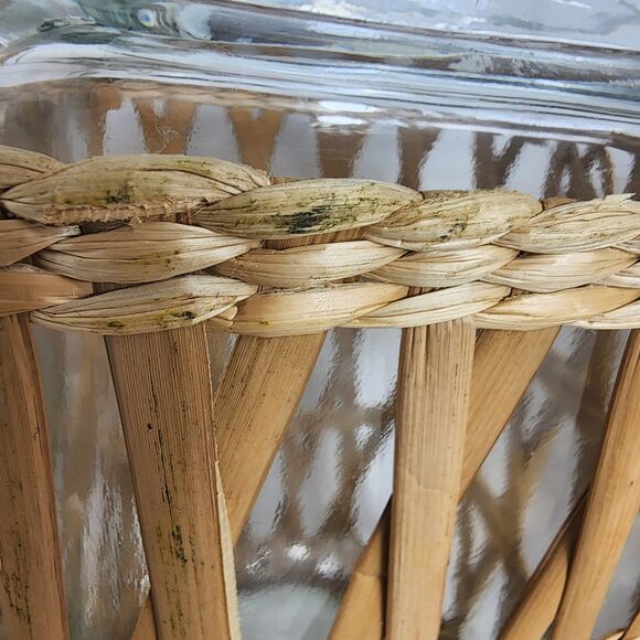 Lidded Seagrass Glass Wicker Boho Retro Square Storage Jar Vintage Set of 4 - Picture 12 of 14